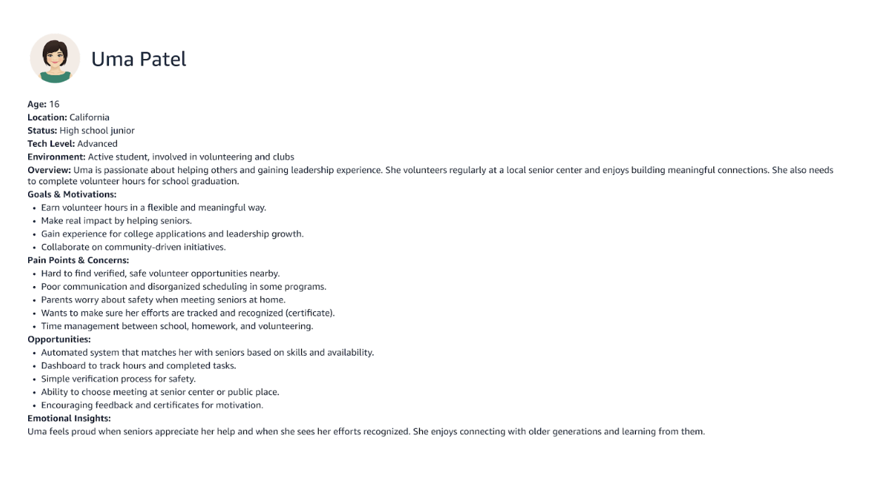 Uma Patel user persona